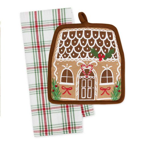 DII Gingerbread House Pot Holder Gift Set