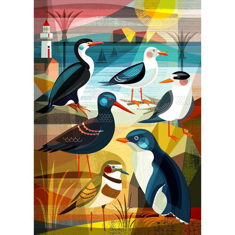 Ellen Giggenbach Beach Birds Of NZ Matted Print image number 0