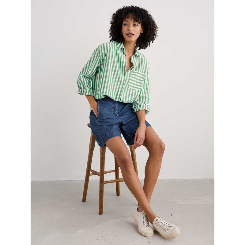 Seasalt Cornwall Sea Path Shirt Mini Scallion Stripe Hedgerow image number 3