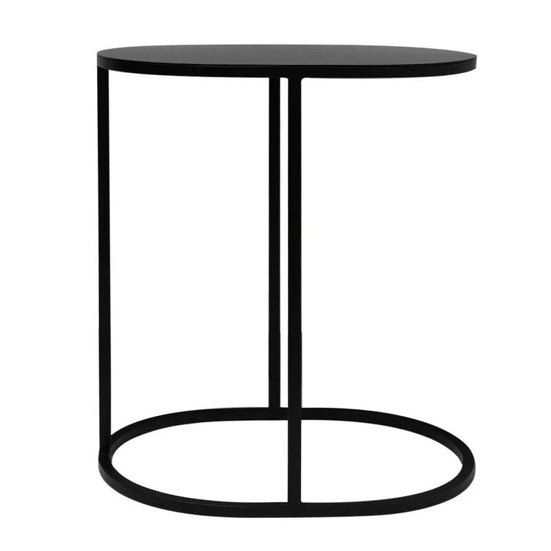 French Country Oval Couch Side Table Black image number 0