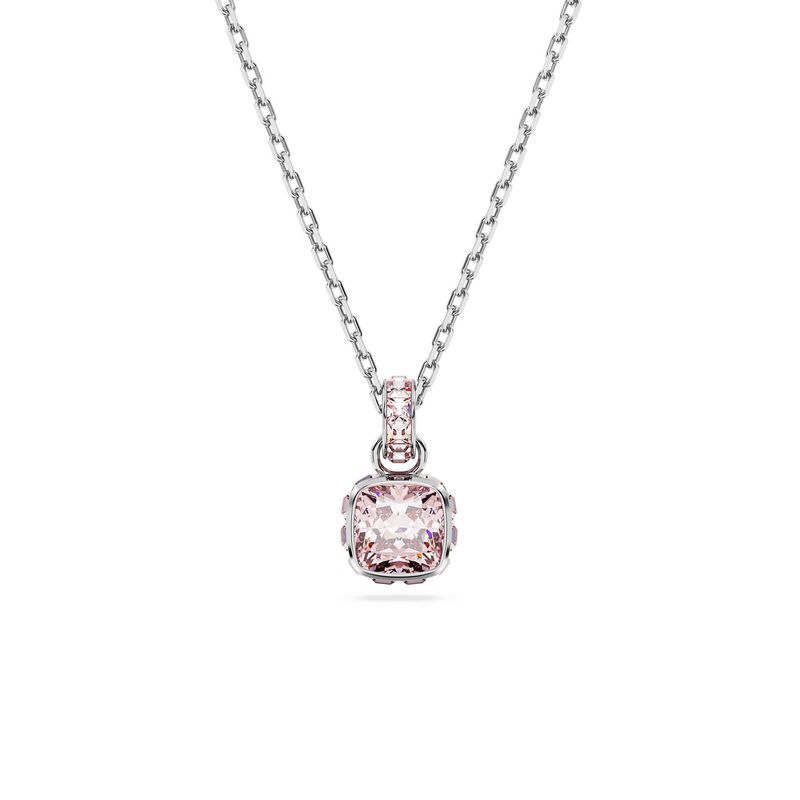 Swarovski Birthstone Square Cut Pendant - June Pink image number 0