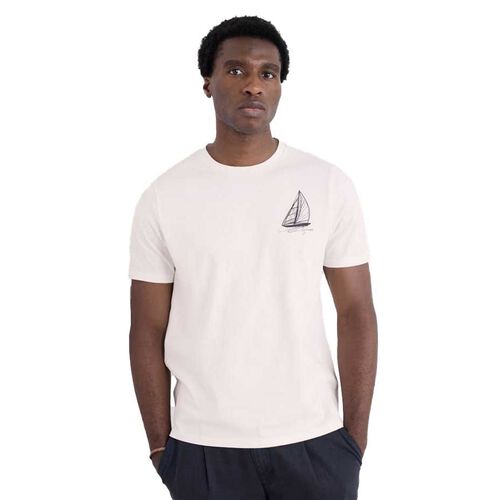 Seasalt Cornwall Mens Loggerhead T-Shirt Sailboat Sketch Chalk