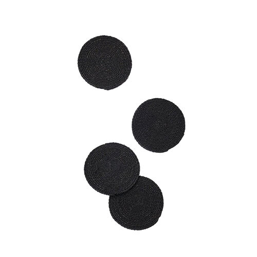 Citt&agrave; Woven Coaster Black Set Of 4 10cmdia