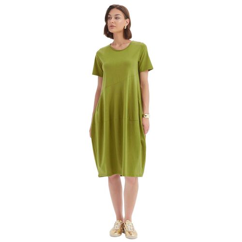 TIRELLI Short Sleeve Diagonal Seam Dress