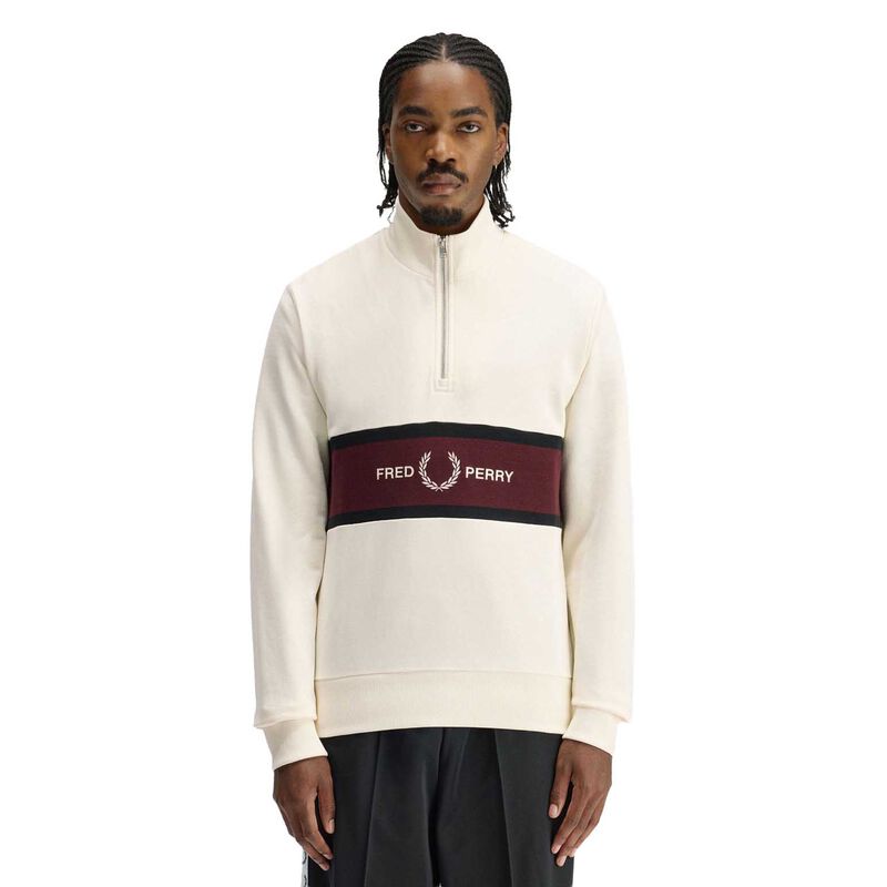 Fred Perry Embroidered Panel Half Zip Sweatshirt image number 0