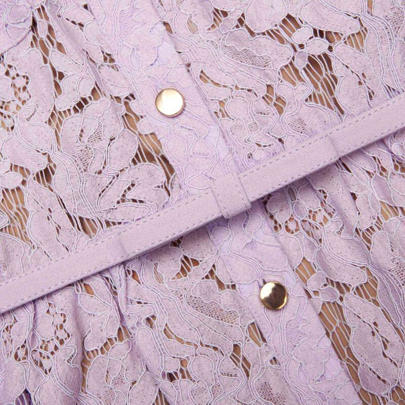 Self Portrait Lilac Lace Button Front Midi Dress image number 2