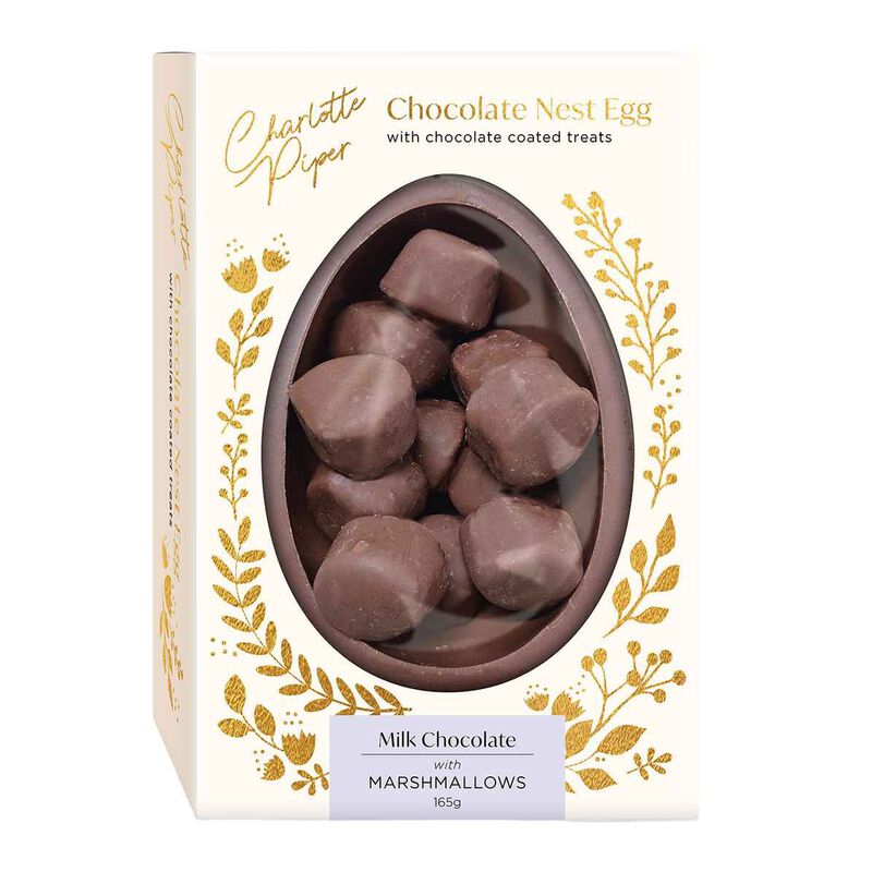 Charlotte Piper Milk Chocolate Nest Egg With Choc Coated Marshmallows 165g image number 0