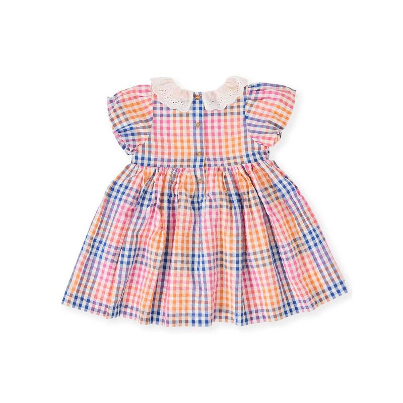 Goldie + Ace Rainbow Gingham Flo Smocked Dress 6M-2Y image number 1