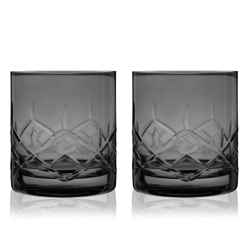 Admiral Cut Crystal Rocks Glasses In Smoke By Viski® image number 1