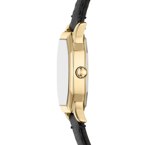 Fossil Harlow 27mm Three-Hand Black Leather Watch And Bracelet Set
