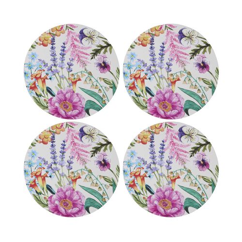 Maxwell & Williams Botanica Round Cork Back Coaster 10cm Set Of 4