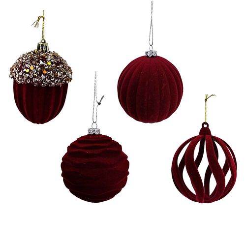 Large Burgundy Christmas Balls ( Box Of 4 )