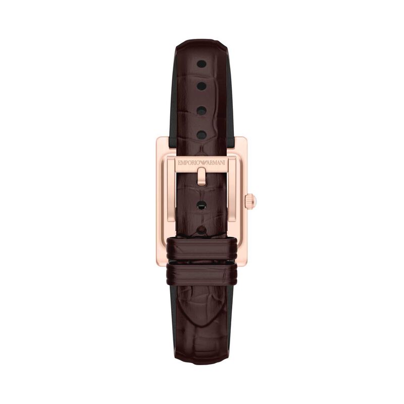 Emporio Armani Two-Hand Brown Leather Watch image number 1