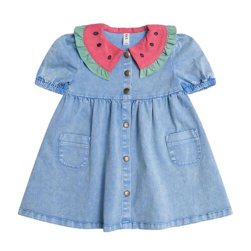 Huxbaby I Carried a Watermelon Denim Dress 6M-2Y