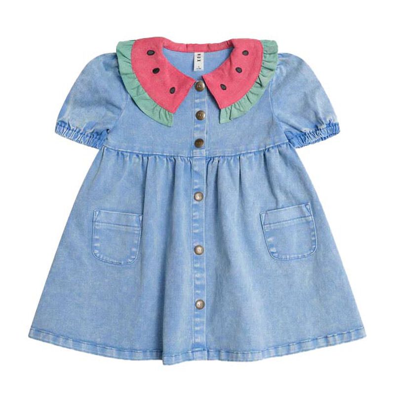 Huxbaby I Carried a Watermelon Denim Dress 6M-2Y image number 0