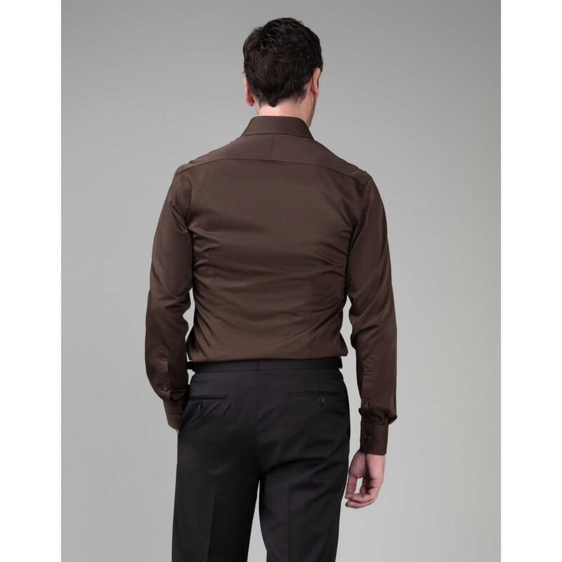 Rembrandt London Chocolate Brown Sateen Shirt image number 1