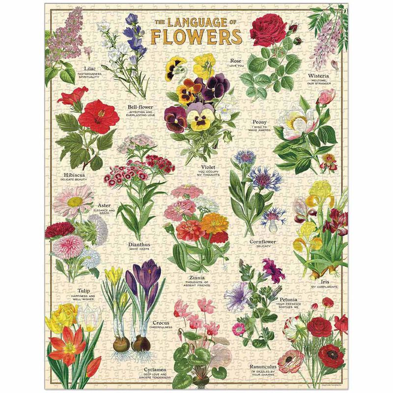 Cavallini Language of Flowers 1000 Piece Vintage Puzzle image number 1