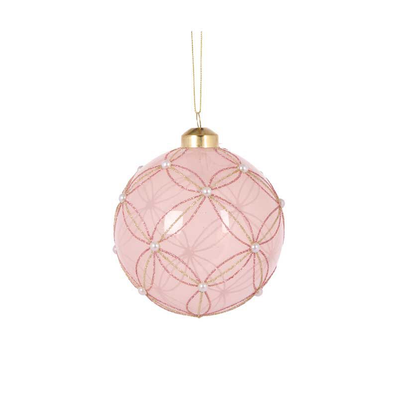 Holly & Ivy Pink Quilted Pearl Bauble image number 0