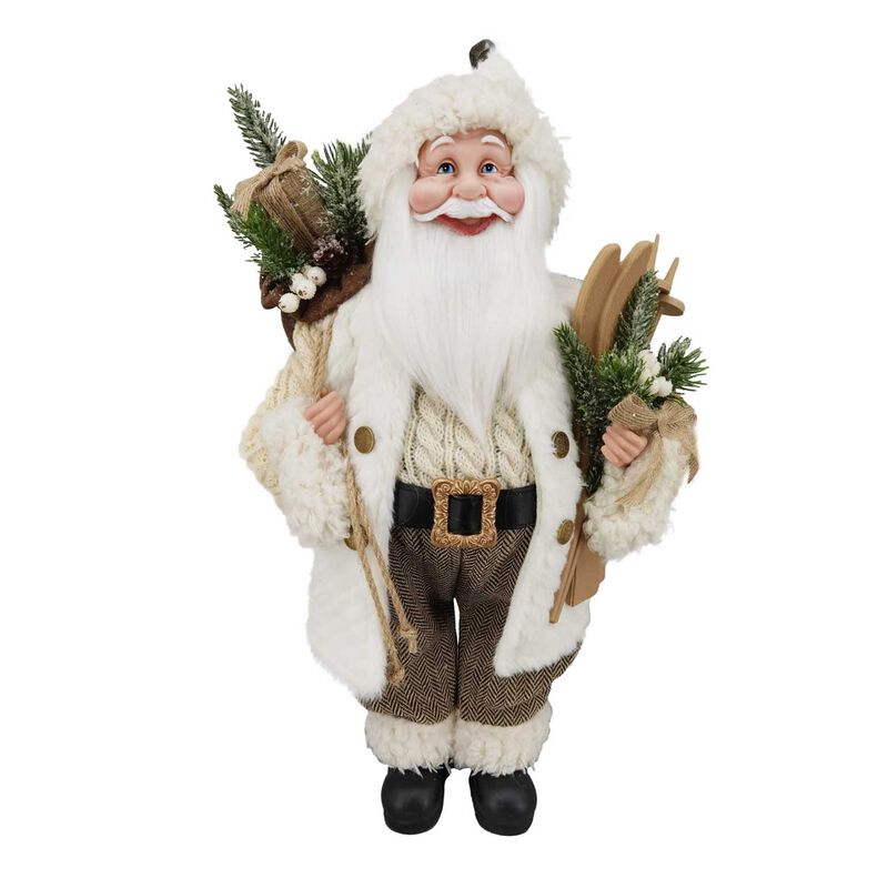 Standing Santa With Fawn Coat & Gifts 18 Inch image number 0