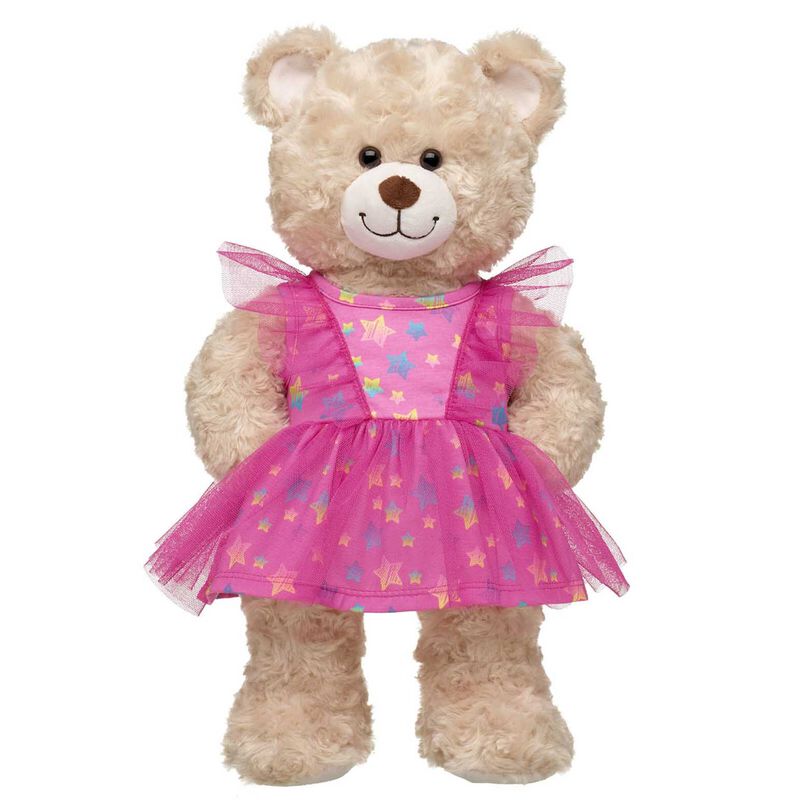 Build A Bear Outfit - Pink Stars Tulle Sleeve Dress image number 1