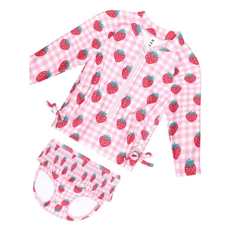 Huxbaby Strawberry Check 2Pc Swim Set 6M-2Y image number 1