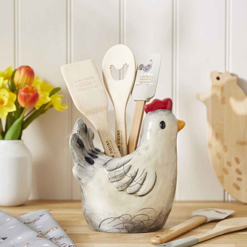 Cooksmart Hen House Lane Chicken Shaped Utensil Pot / Vase image number 1