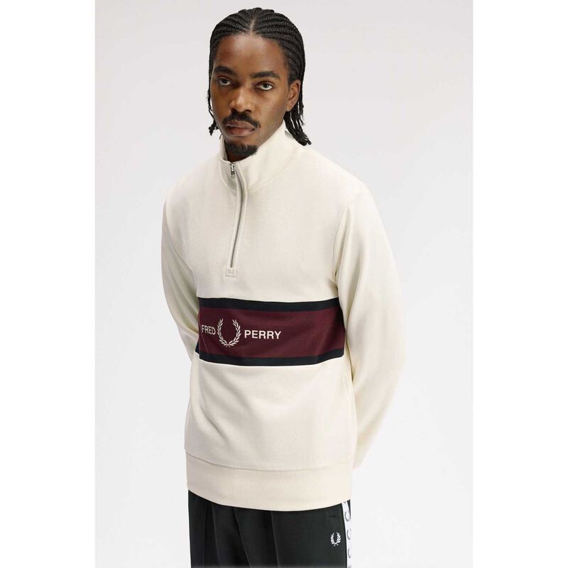 Fred Perry Embroidered Panel Half Zip Sweatshirt image number 2