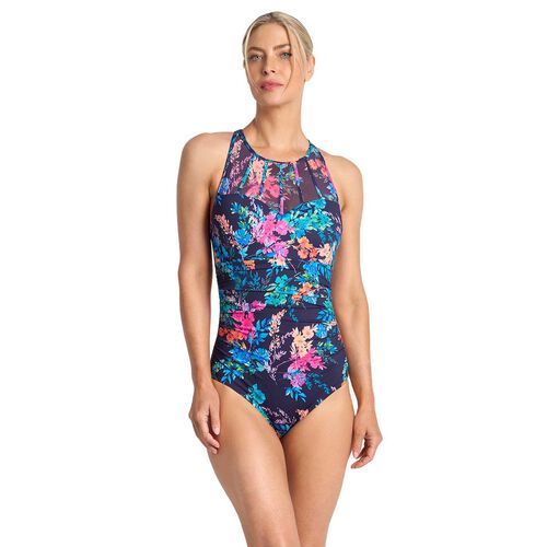 Jantzen Fresia Hi Neck Cross Strap Mast One Piece Navy