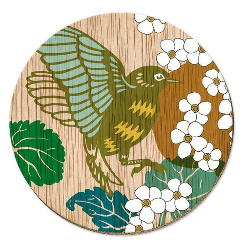 Tanya Wolfkamp Screenprint Tauhou Waxeye Coaster