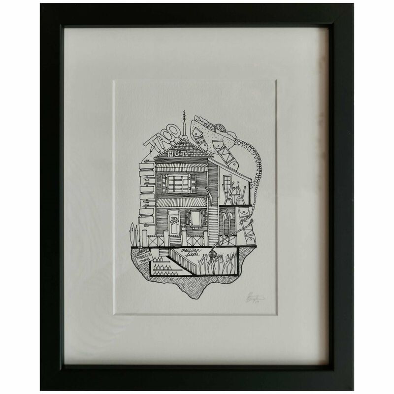 Ellie Compton Taco Print A5 Framed image number 0