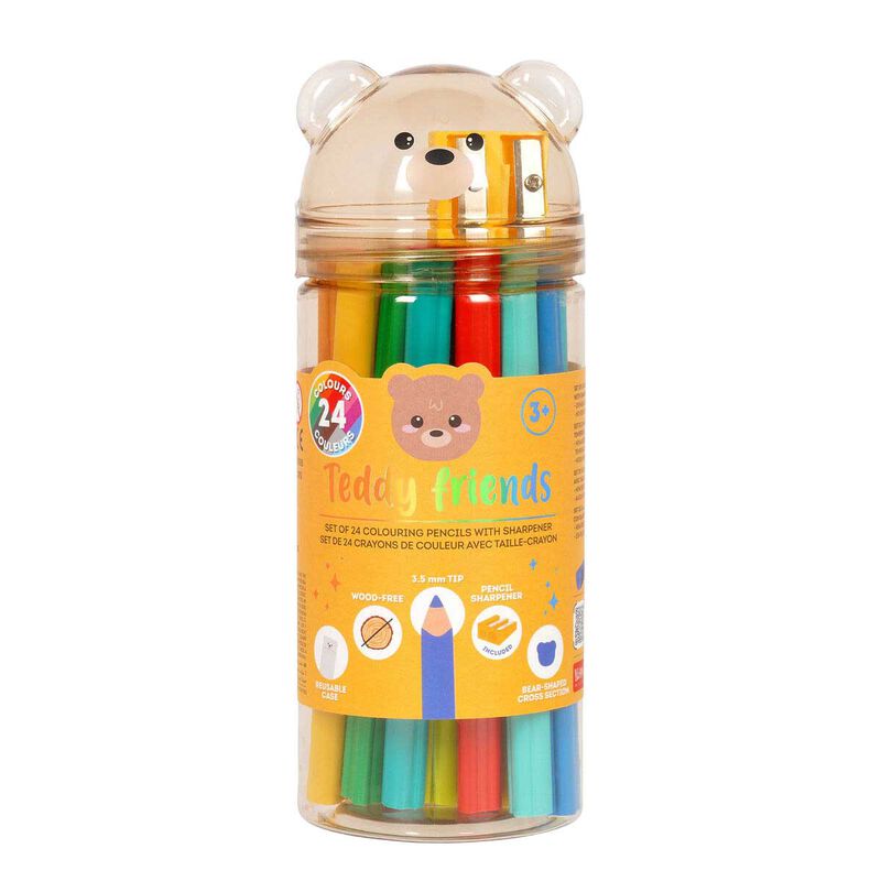 Legami Teddy Friends Teddy Bear Colour Pencils With Sharpener Set Of 24 image number 0