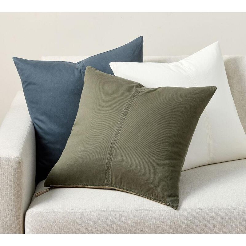 Pottery Barn Sunwashed Twill Cushion Cover 56cm Moss Gray image number 2