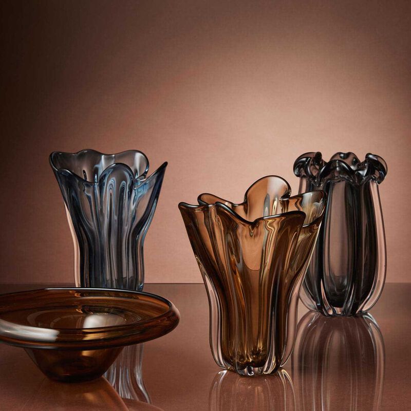 Amalfi Wavy Glass Vase Small - Grey image number 3