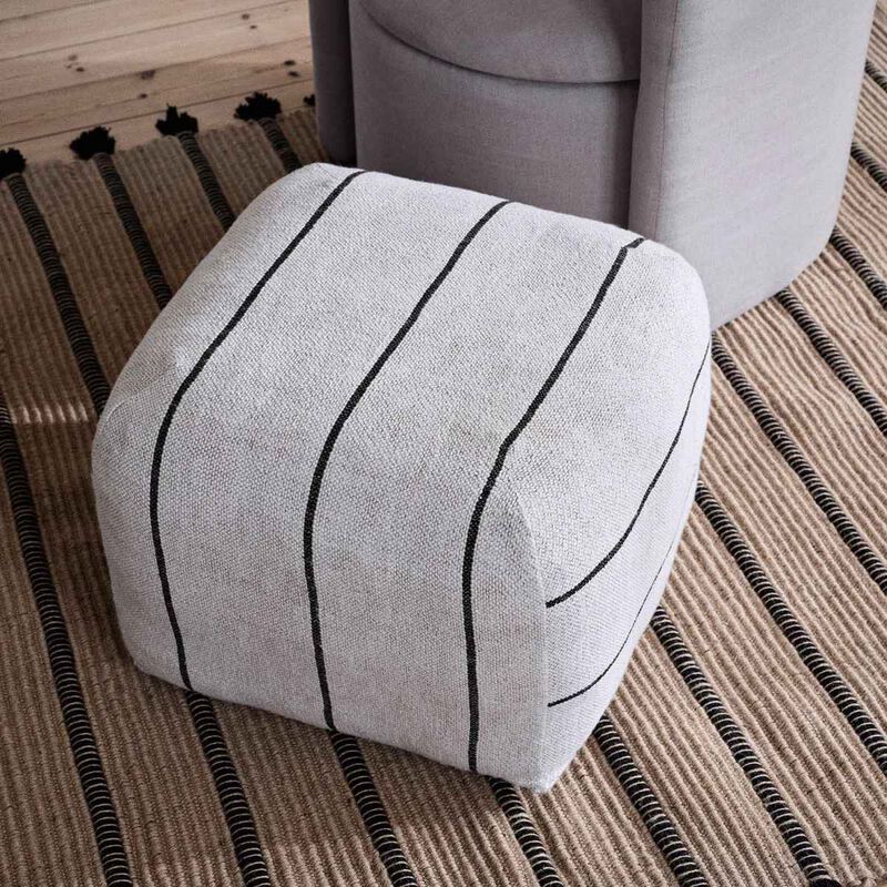 Broste Pouf Sigrid - Light Beige/Black image number 2