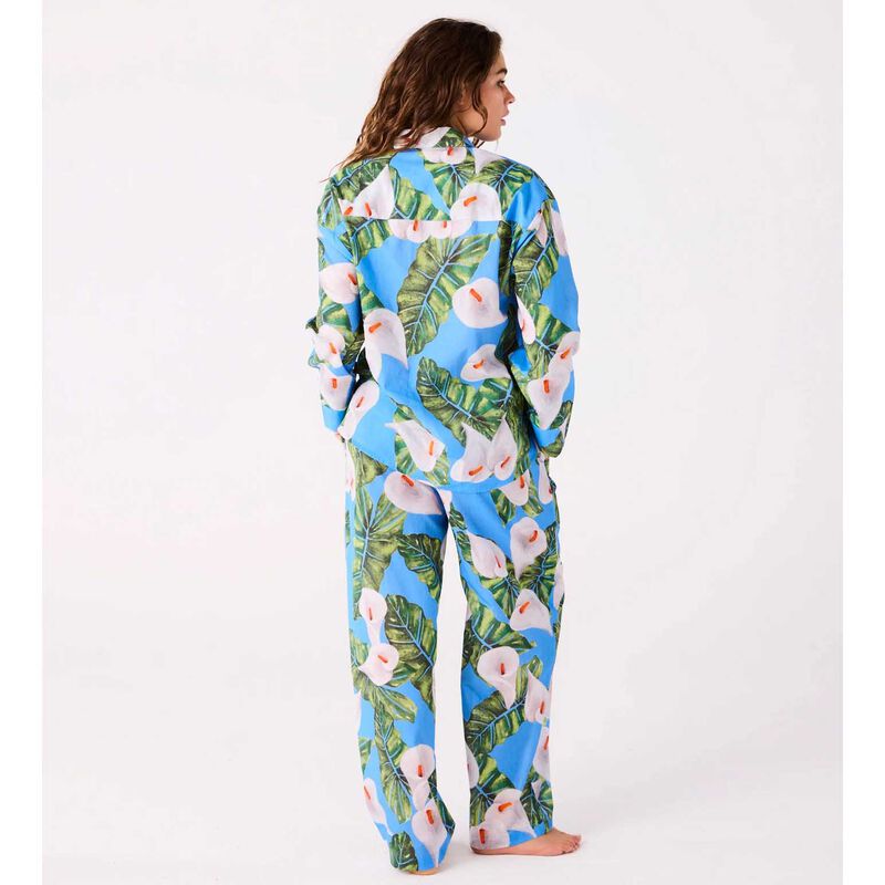 Kip&Co Lily Of The Valley Blue Organic Cotton LS Shirt & Pant PJ Set image number 1