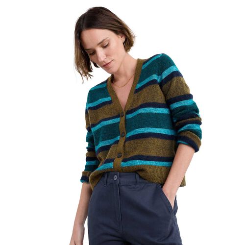 Seasalt Cornwall Etching Cardigan Earthenware Cyan Mix