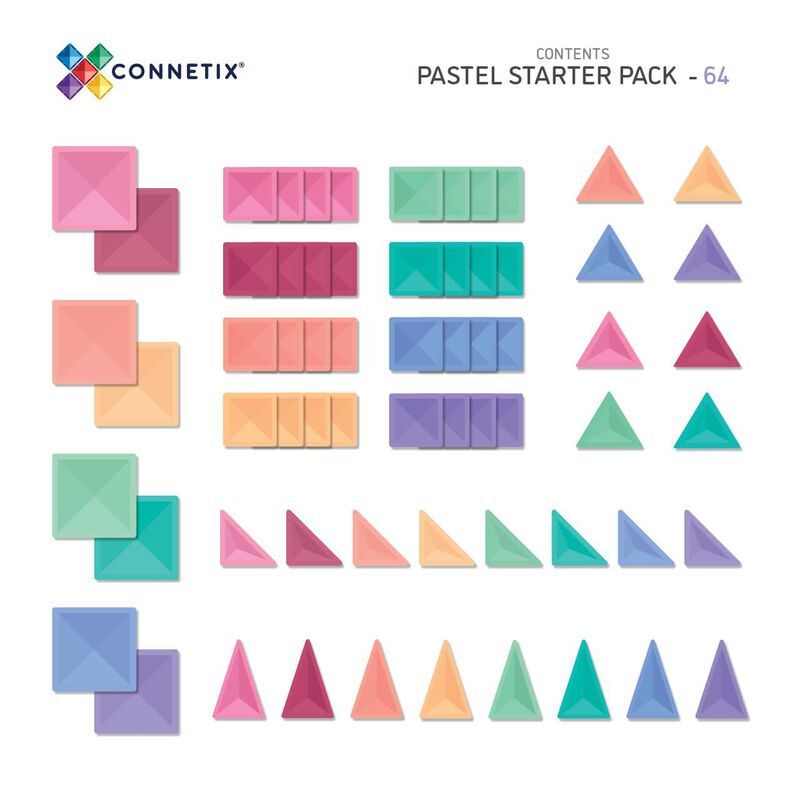 Connetix Tiles Pastel Starter Pack 64 Pc image number 1