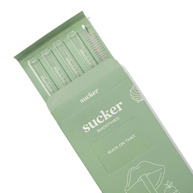 Sucker Reusable Glass Smoothie Straws 4 Pack - Transparent image number 1