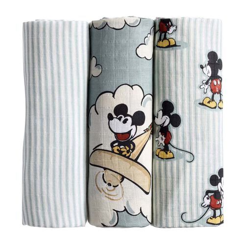 Pottery Barn Kids Organic Mickey Swaddle Set Of 3