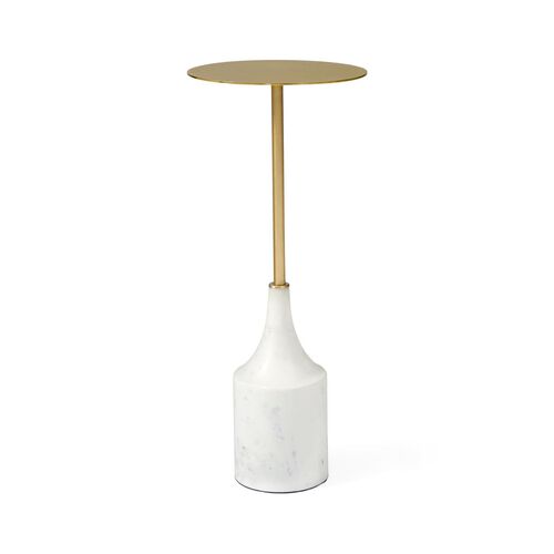 West Elm Hudson Collection Drink Table Antique Brass White Marble