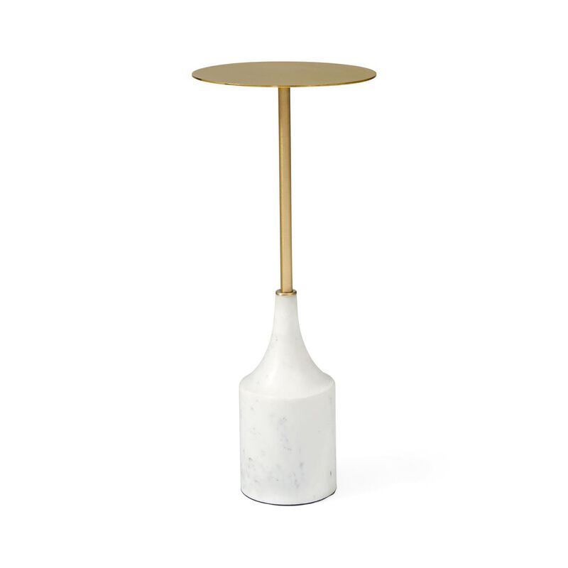 West Elm Hudson Collection Drink Table Antique Brass White Marble image number 0