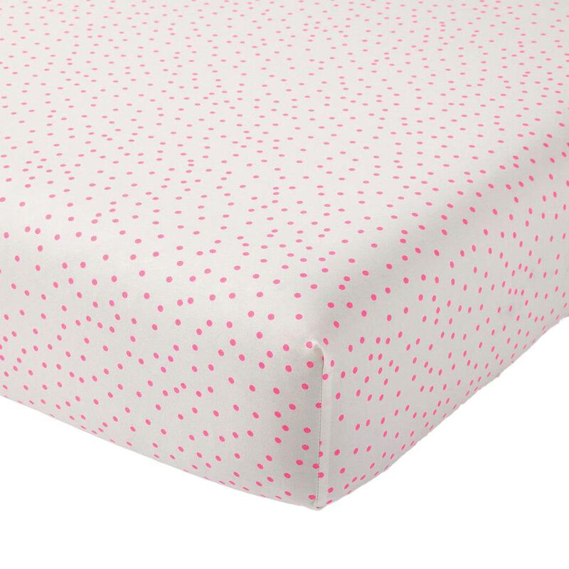 Pottery Barn Kids Organic Cotton Crib Fitted Sheet Neon Dots Pink image number 0
