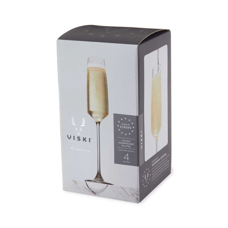 Viski Reserve Julien Crystal Flute Glasses, Set of 4 image number 3