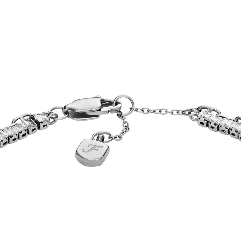 Fossil Heritage D-Link Glitz Silver-Tone Brass Chain Tennis Bracelet image number 2