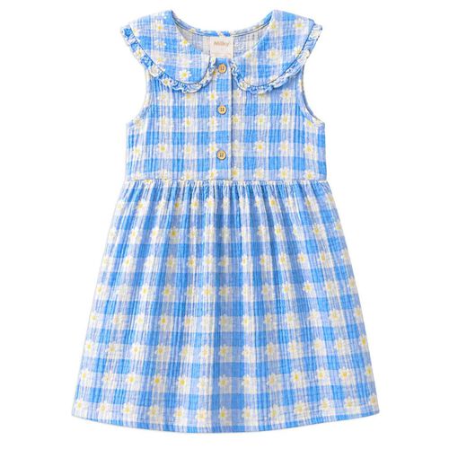 Milky Daisy Check Dress 2-7Y