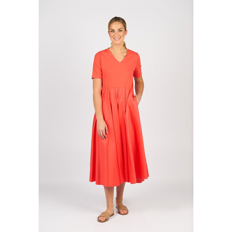 Vassalli T-Shirt Dress With Woven Skirt And Pockets image number 3