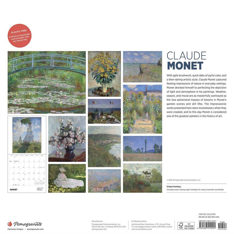 Pomegranate Claude Monet Wall Calendar 2027 image number 2