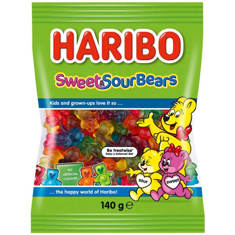 Haribo Sweet & Sour Bears 140g image number 0