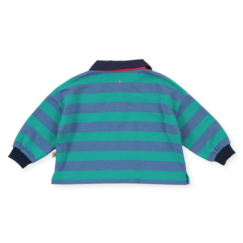 Goldie + Ace Rugby Stripe Terry Sweat Top Blue 3-5Y image number 2