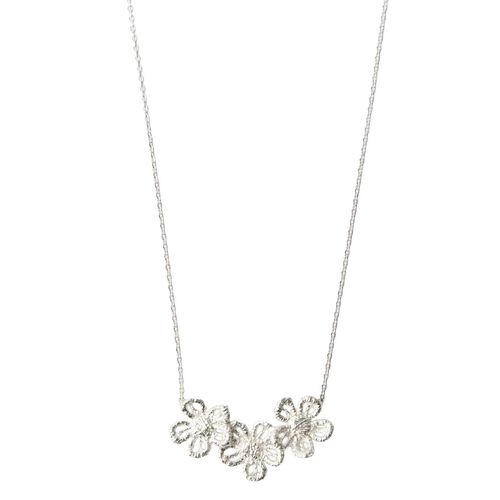 Stella + Gemma Necklace 3 Silver Brushed Flowers